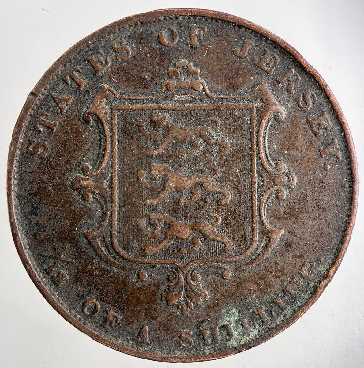 1858 Jersey 1/13 Of A Shilling Coin | Fine Collectable Grade