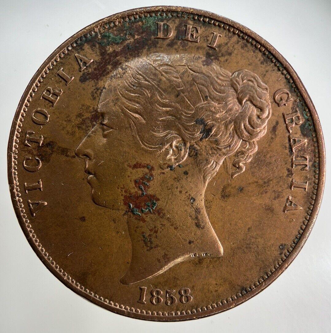 1858 Victoria One Penny Coin | Very High Grade