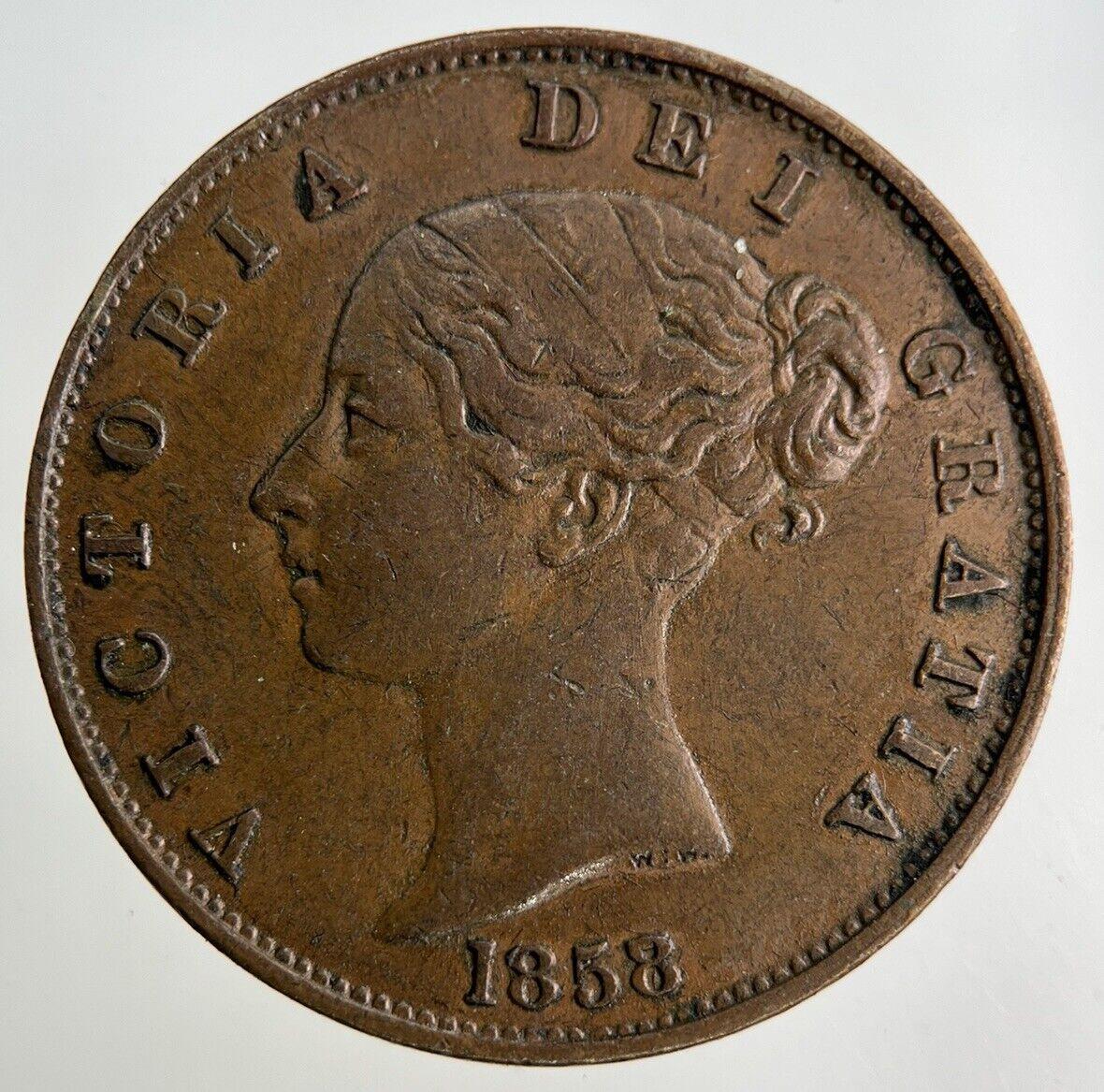 1858 Victoria Half-Penny Coin | Very High Grade