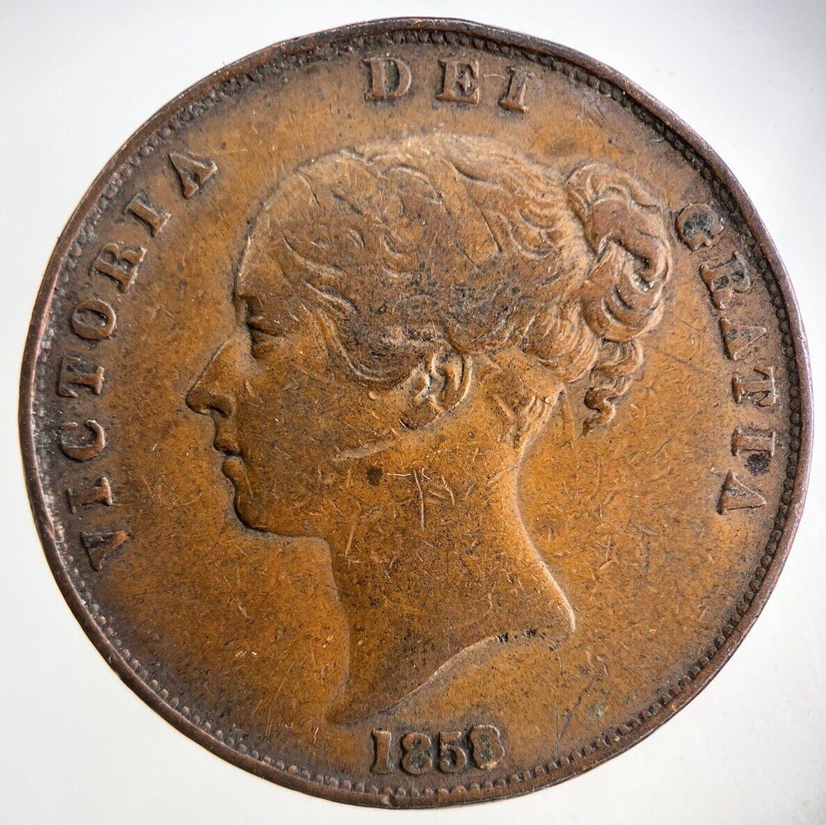 1858 Victoria One Penny Coin | Fine Collectable Grade