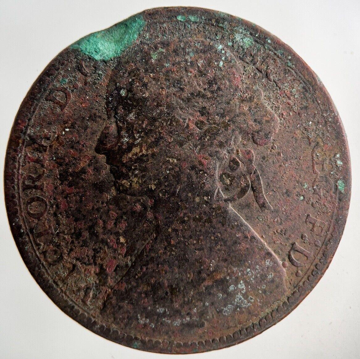 1860 Victoria One Penny Coin | Fair Grade