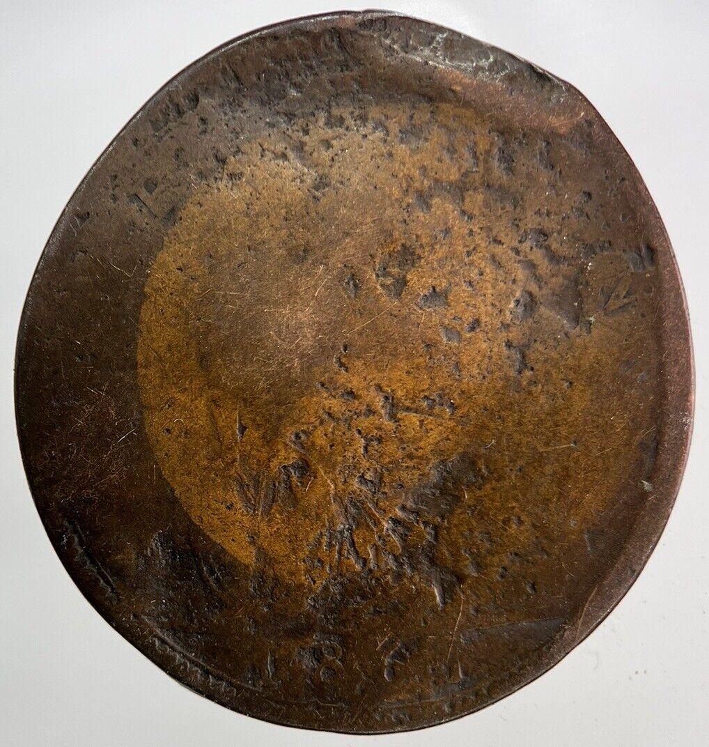 1861 Victoria Half-Penny Coin | Worn Grade