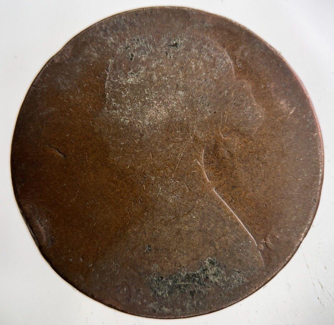 1861 Victoria One Penny Coin | Worn Grade