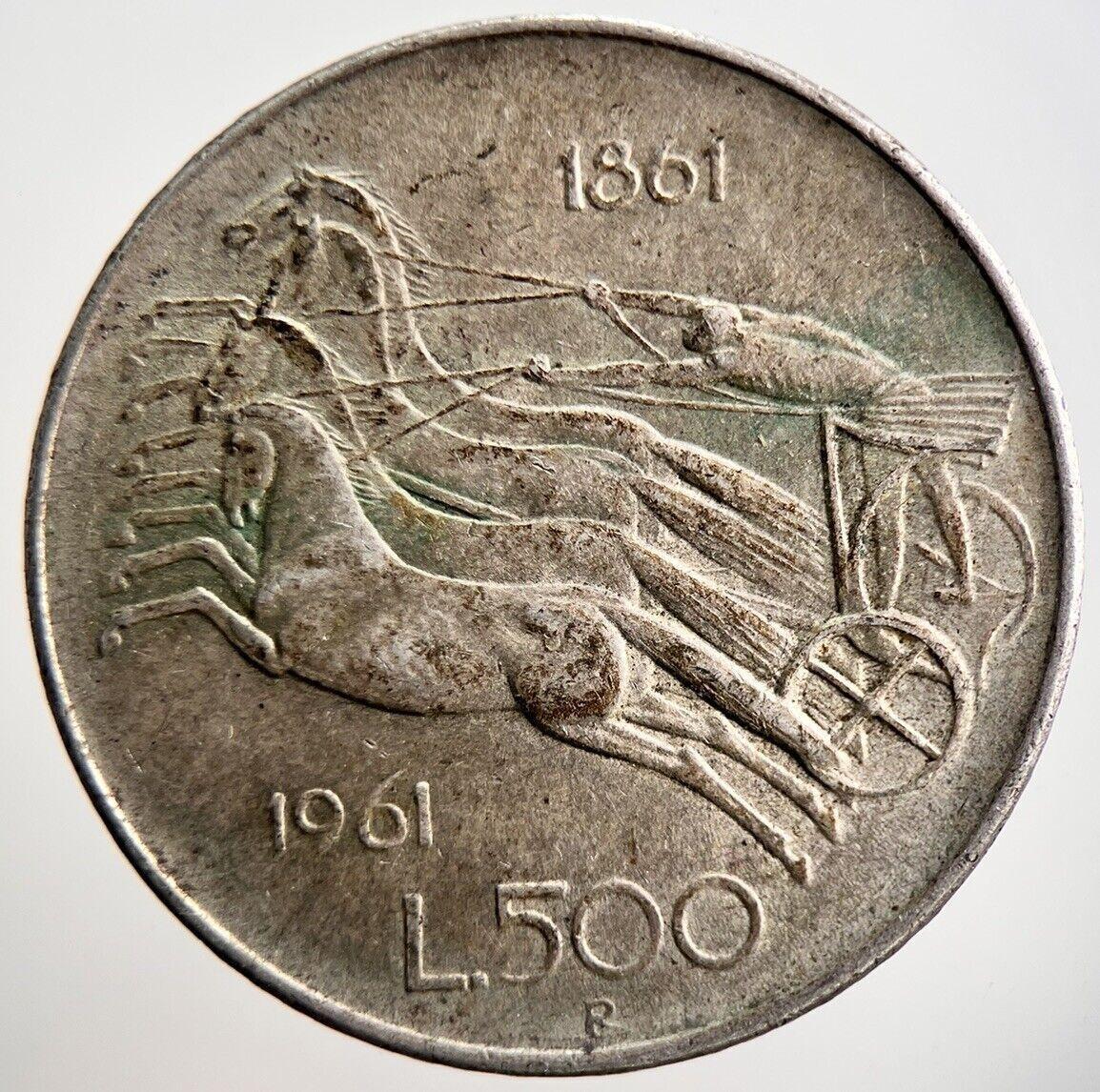 1861-1961 Italy 500 Lira Silver Coin | Fine Collectable Grade | a3656