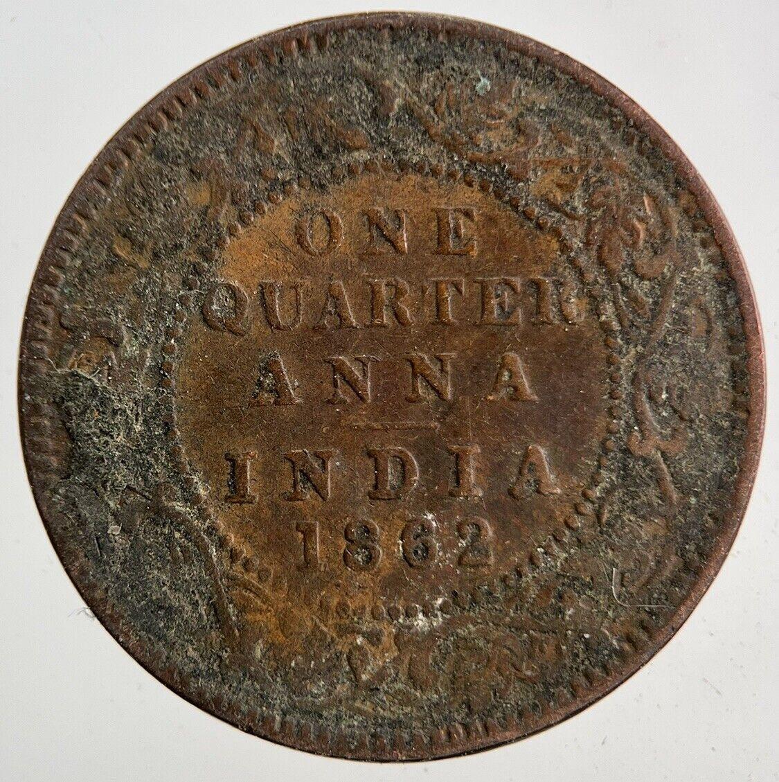 1862 India 1/4 Quarter Anna Coin | Fine Collectable Grade
