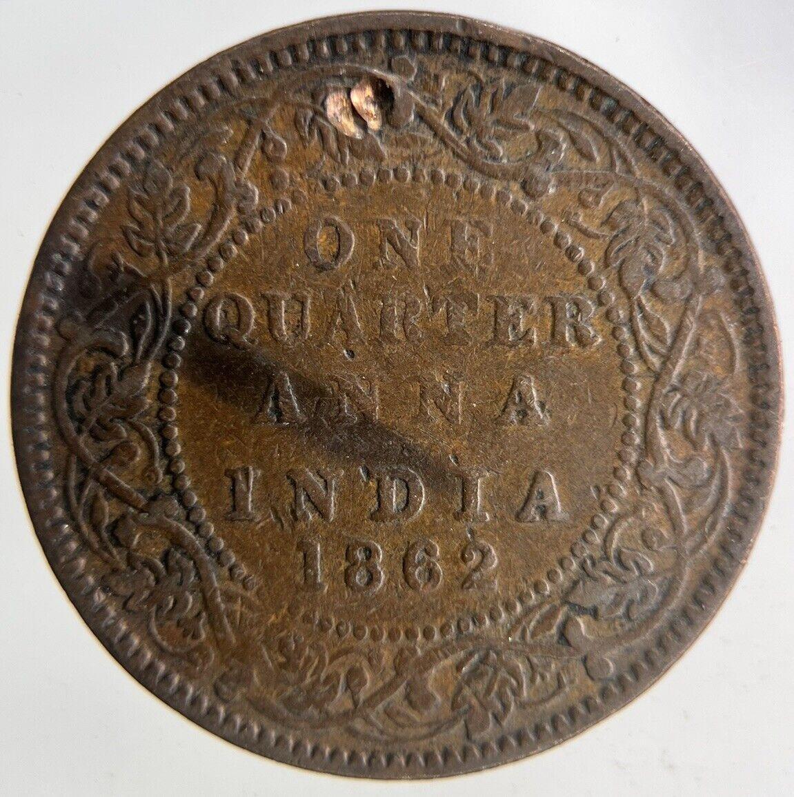 1862 India 1/4 Quarter Anna Coin | Fine Collectable Grade