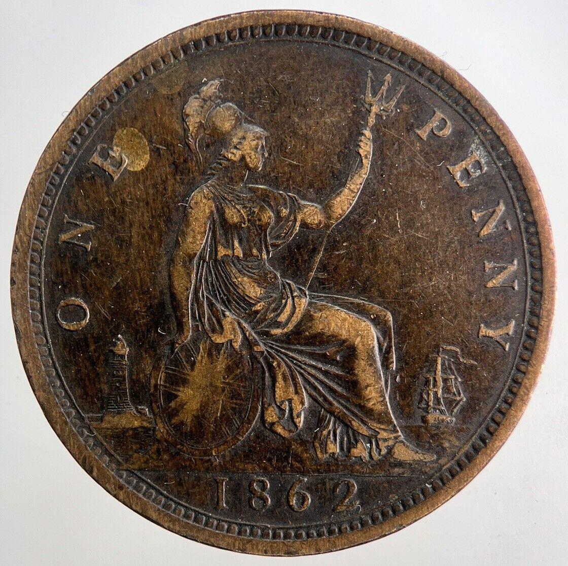 1862 Victoria One Penny Coin | Very High Grade | a9720