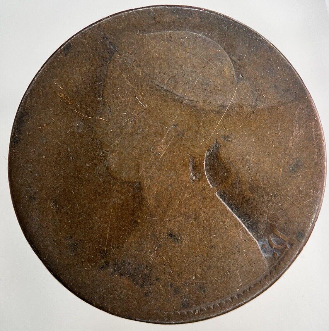 1862 Victoria One Penny Coin | Worn Grade