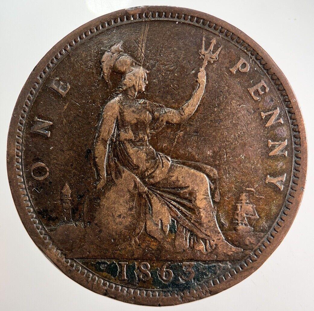 1863 Victoria One Penny Coin | Fine Collectable Grade