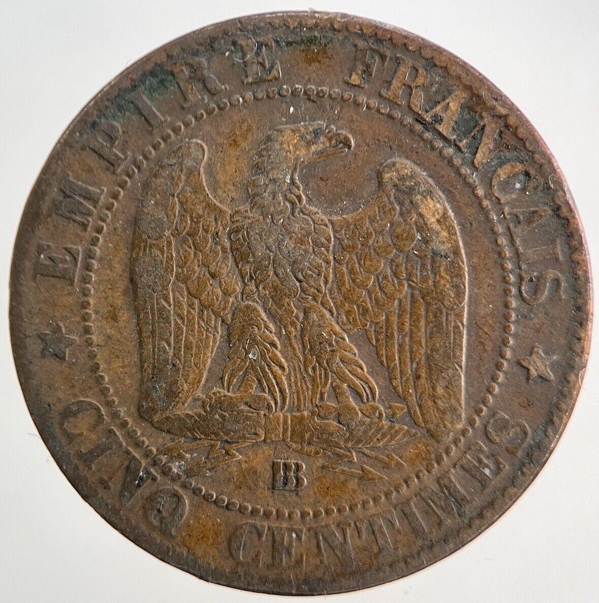 1864 France 5 Cinq Centimes Coin | Fine Collectable Grade