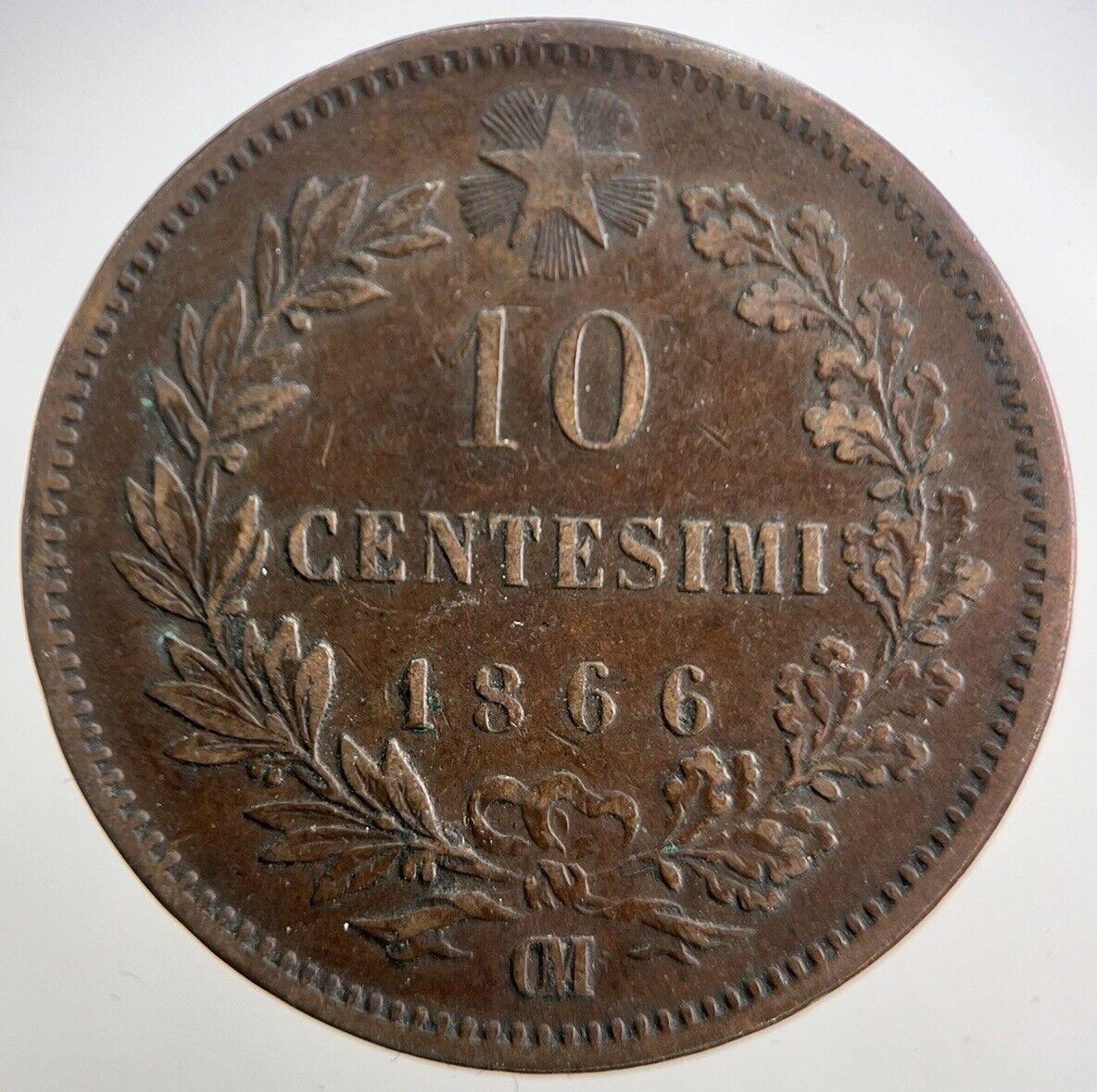 1866 Italy 10 Centesimi Coin | Fine Collectable Grade | a7263