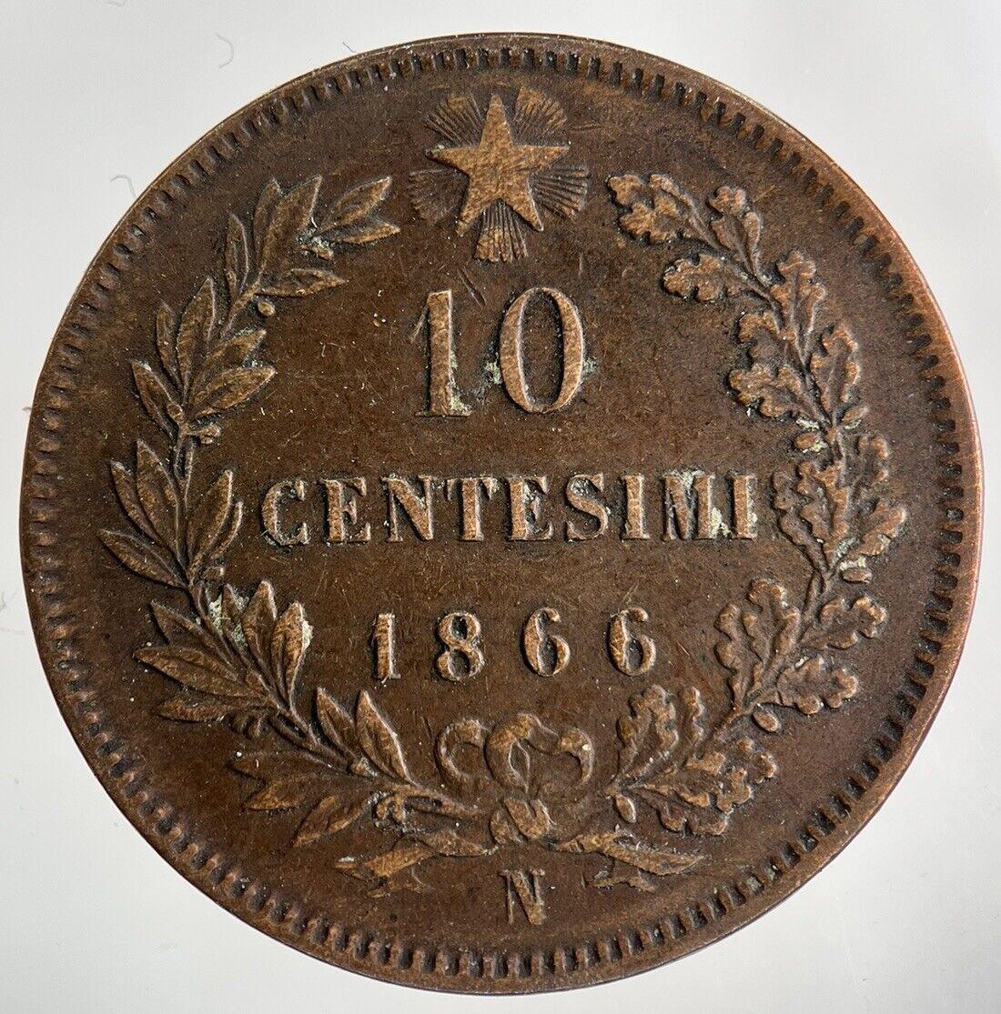 1866 Italy 10 Centesimi Coin | Fine Collectable Grade