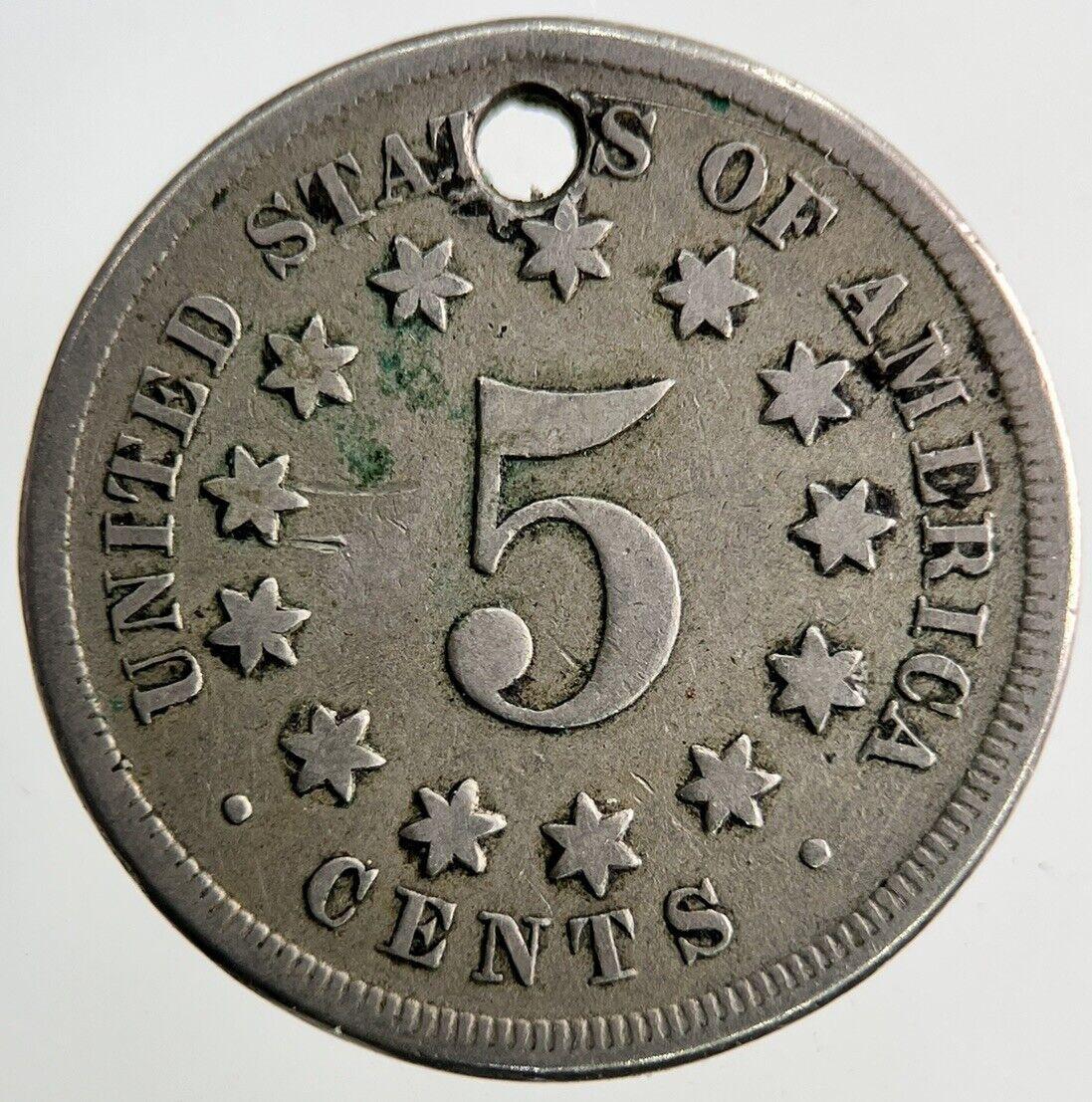 1868 US USA Shield Nickel V Cents Coin | Fine Collectable Grade