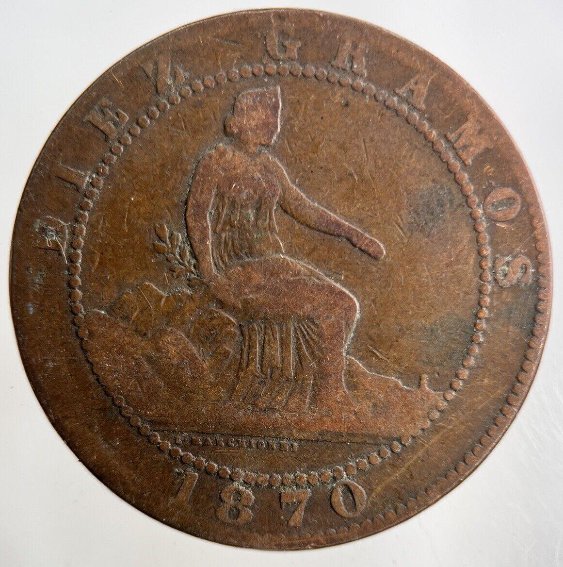 1870 Spain 10 Centimos Coin | Collectable Grade