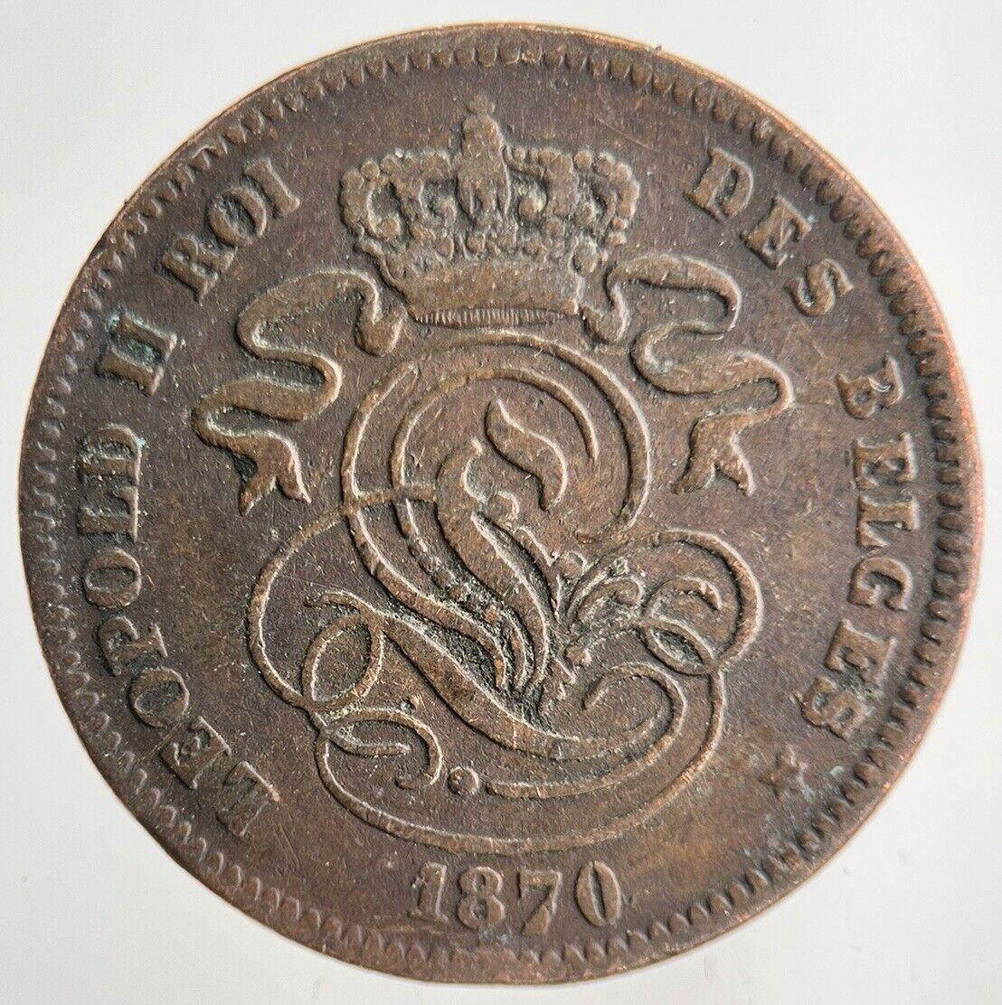 1870 Belgium 2 Cent Centimes Coin | Fine Collectable Grade
