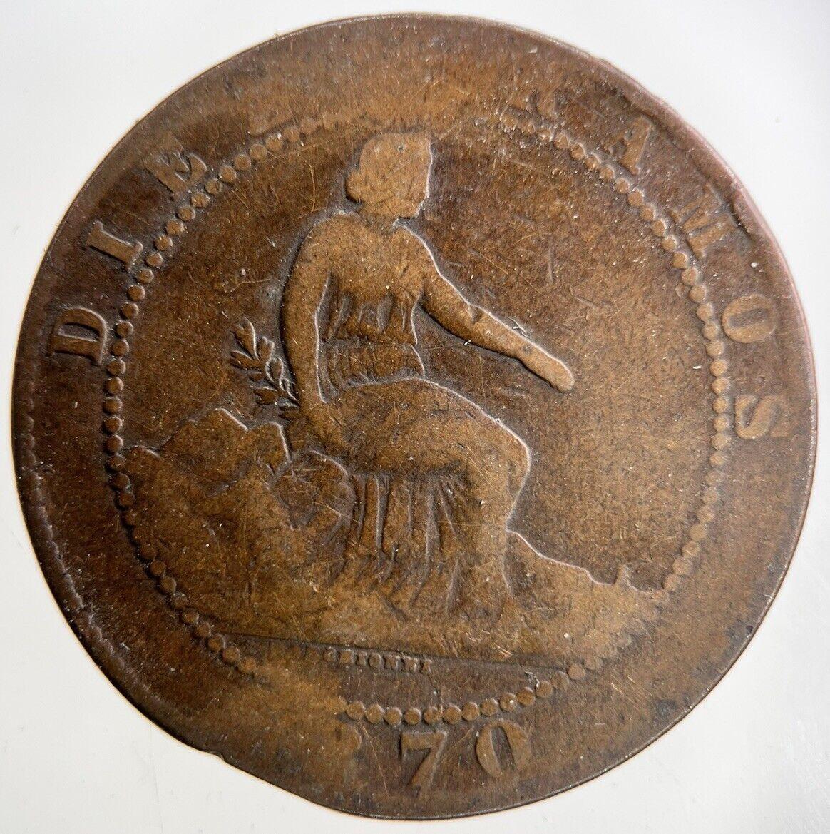 1870 Spain 10 Centimos Coin | Fair Grade