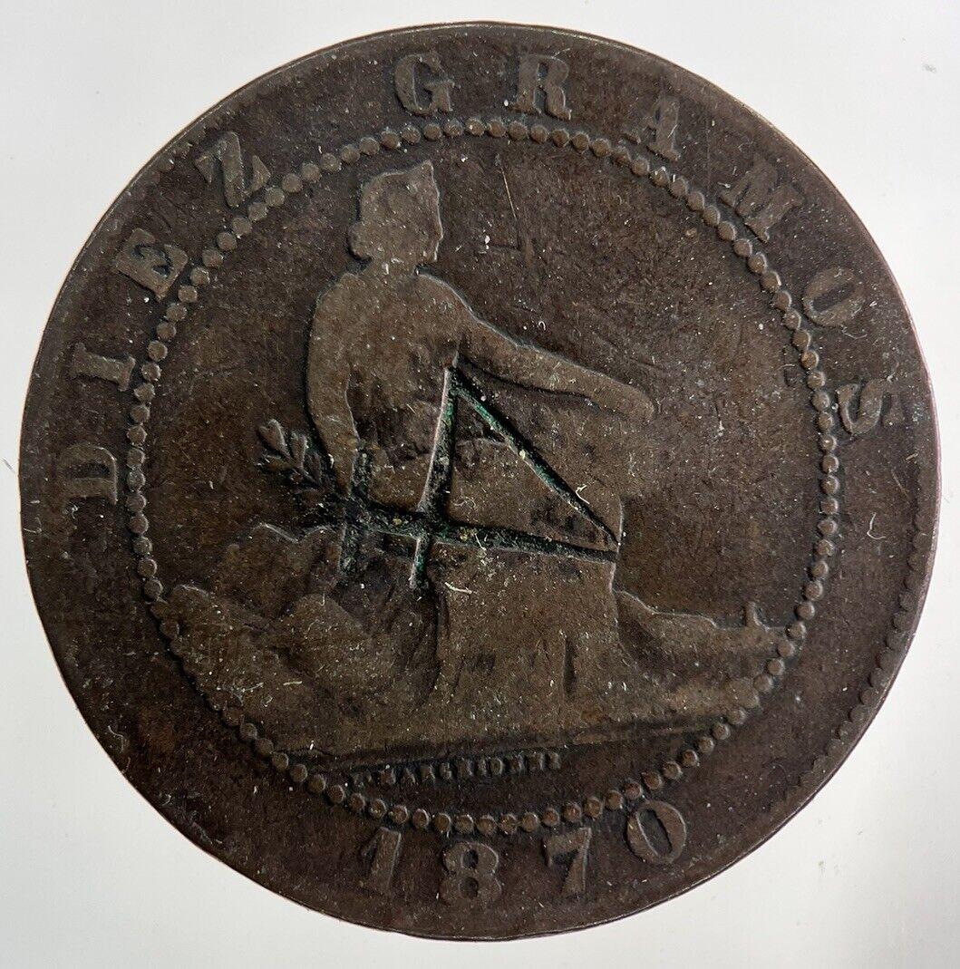 1870 Spain 10 Centimos Coin | Collectable Grade
