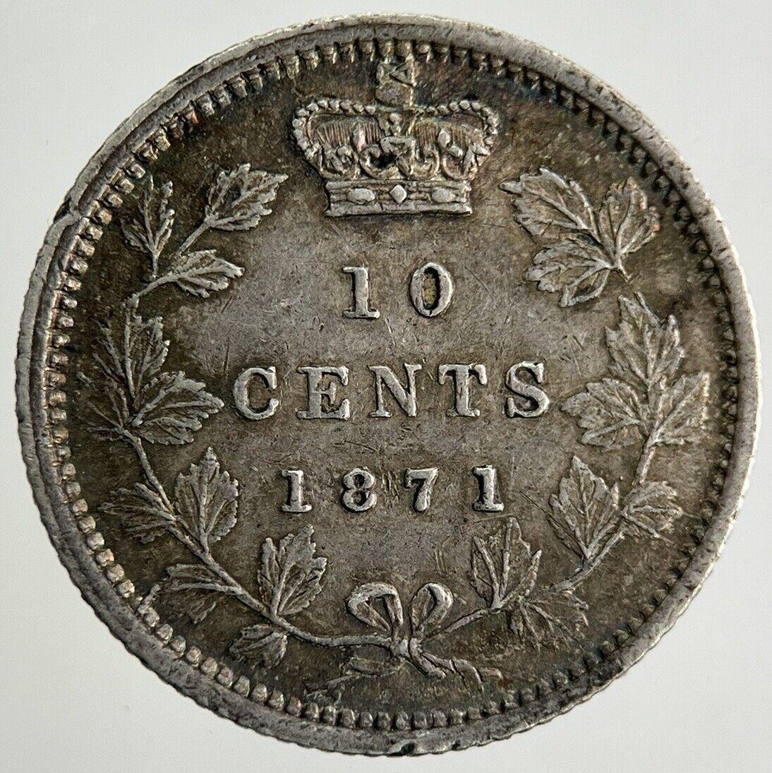 1871 Canada 10 Cents Silver Coin | Very Fine Grade