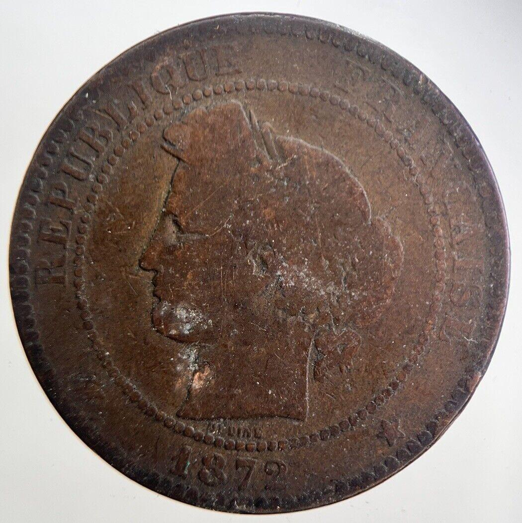 1872 France Dix 10 Centimes Napoleon III Coin | Fair Grade