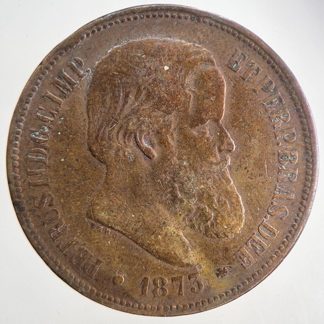 1873 Brazil 40 Reis Coin | Fine Collectable Grade | a7432