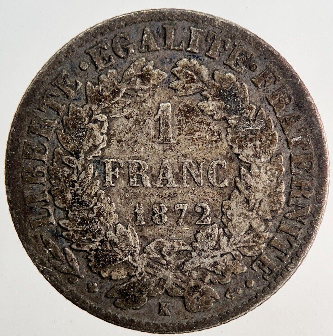 1872 France 1 Franc Silver Coin | Collectable Grade