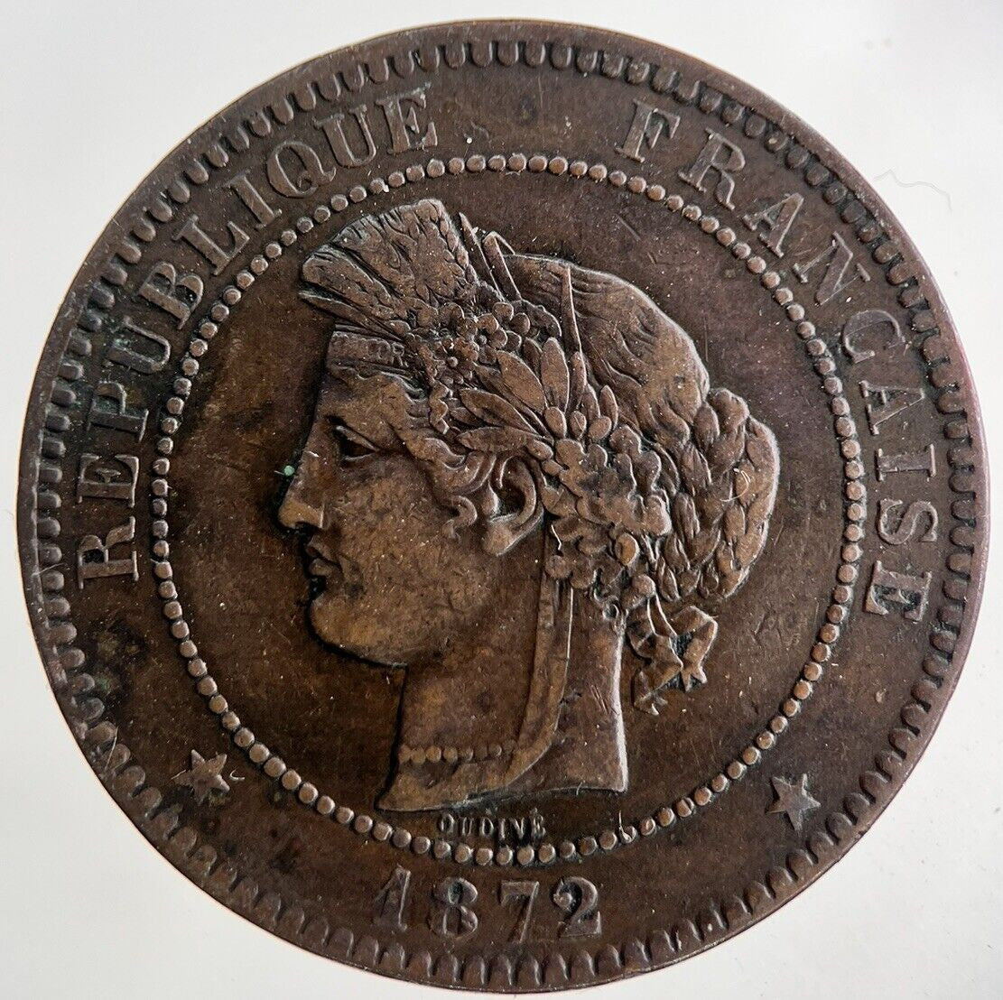 1872 France 10 Centimes Coin | Very High Grade