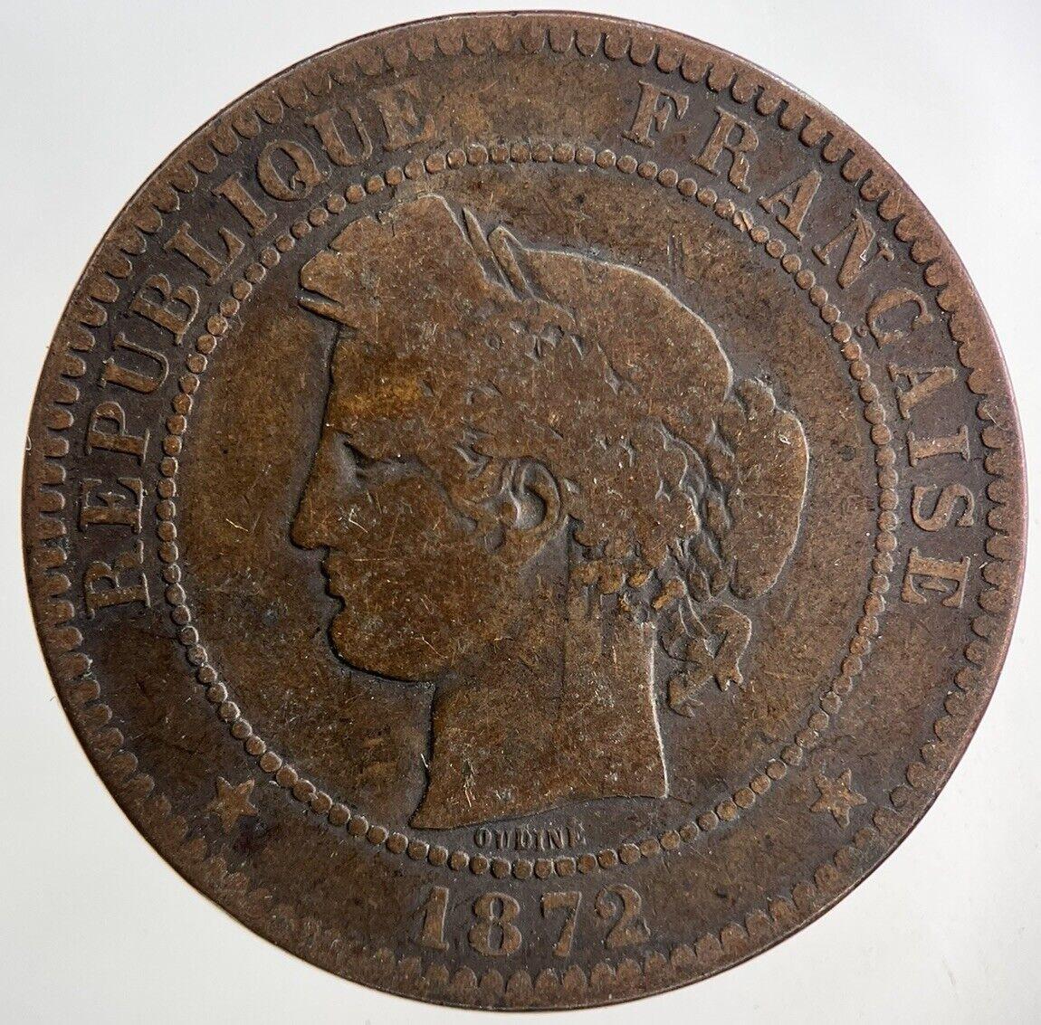 1872 France 10 Centimes Coin | Fine Collectable Grade