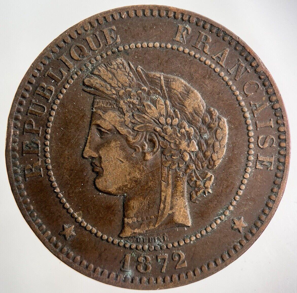 1872 France 10 Centimes Coin | Fine Collectable Grade