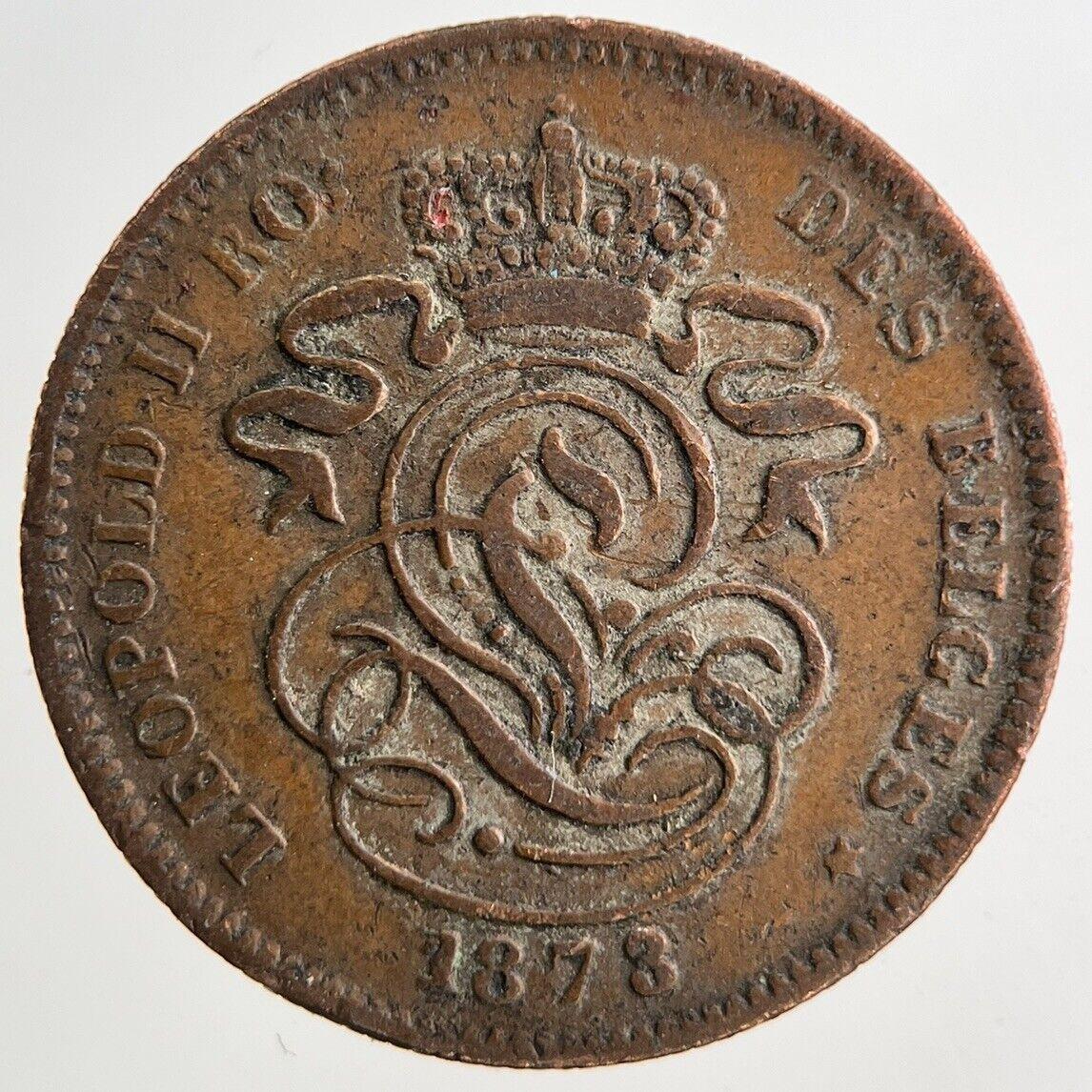 1873 Belgium 2 Cents Centimes Coin | Fine Collectable Grade