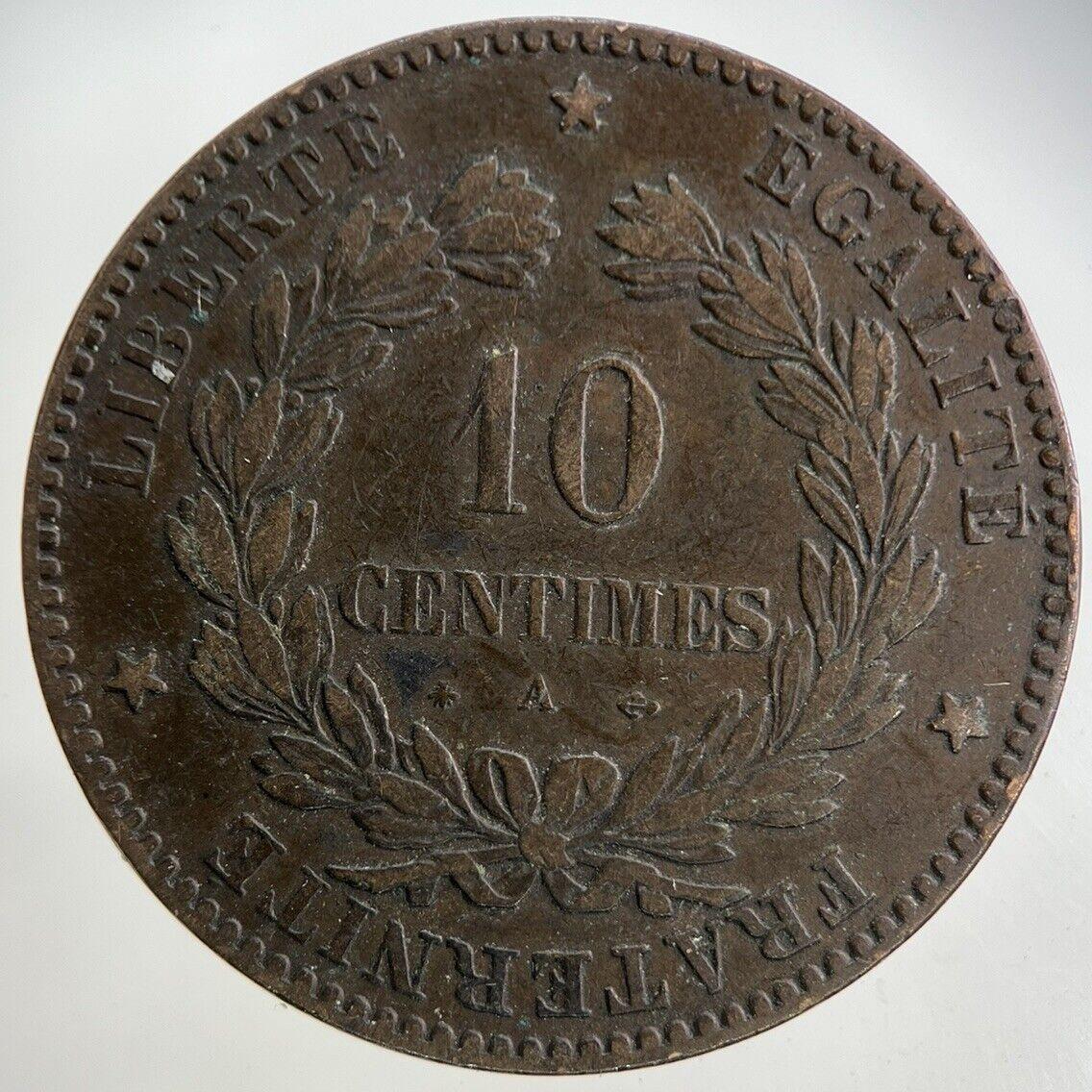 1872 France 10 Centimes Coin | Fine Collectable Grade