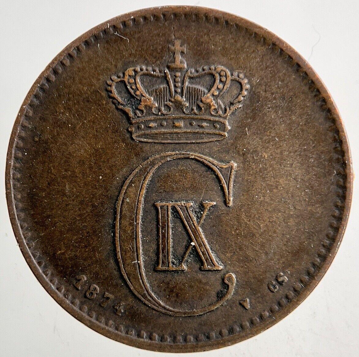 1874 Denmark 2 Ore Coin | Fine Collectable Grade