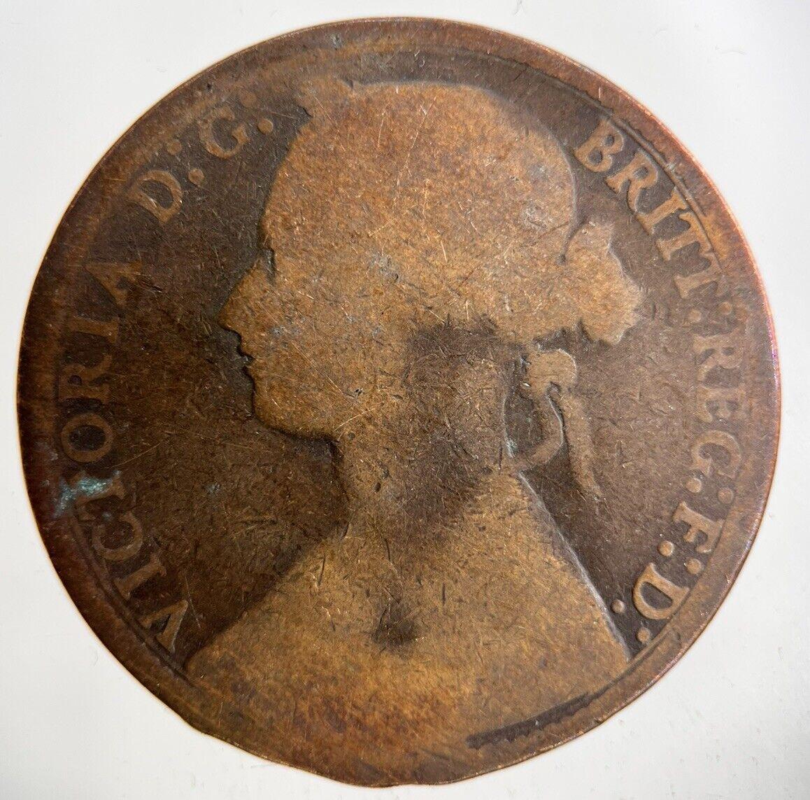 1875 Victoria One Penny Coin | Fair Grade