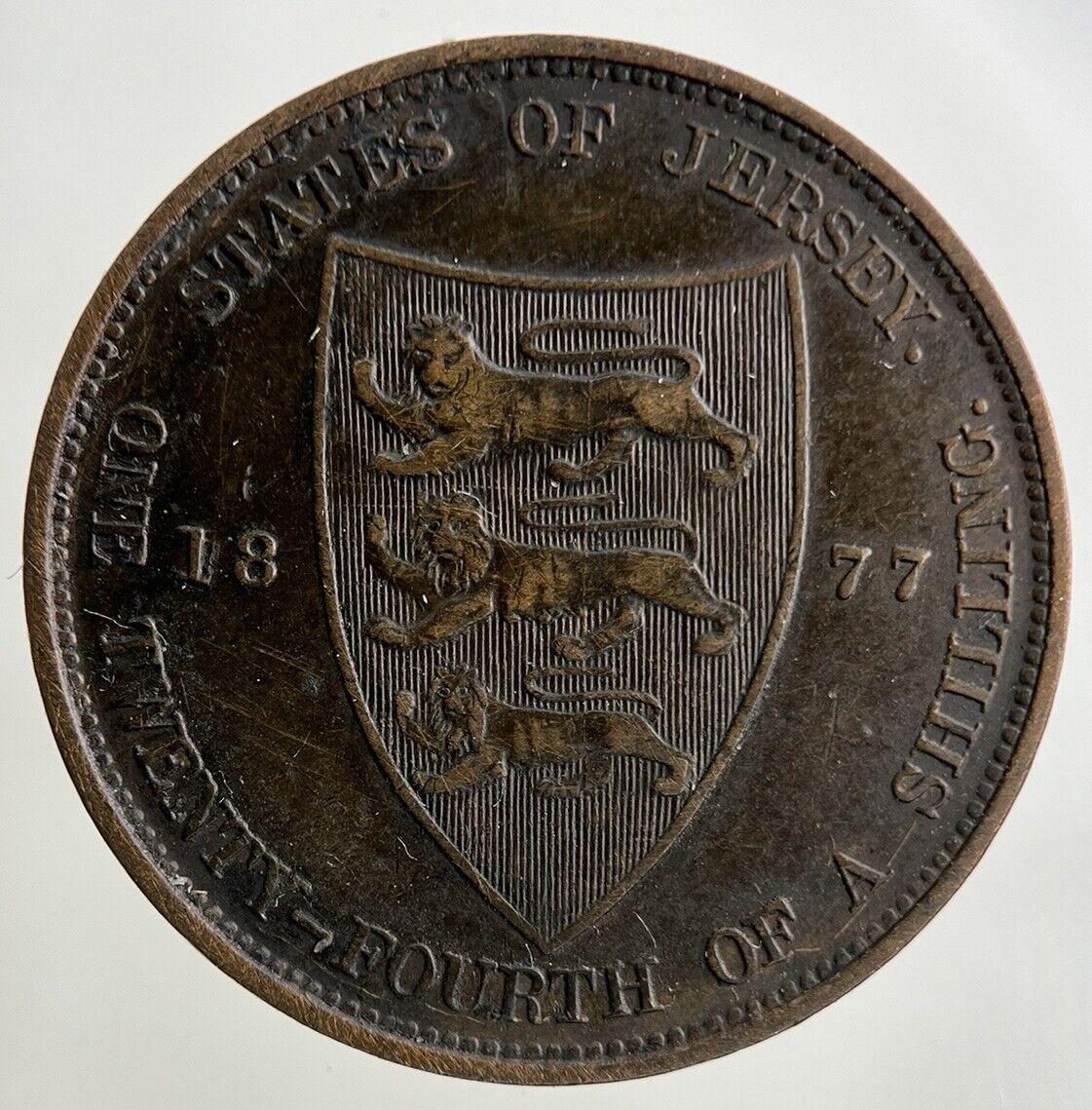 1877 Jersey 1/24th One Twenty Fourth Shilling Coin | Fine Collectable Grade