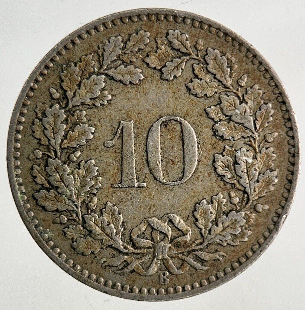 1881 Switzerland Swiss 10 Rappen Coin | Fine Collectable Grade