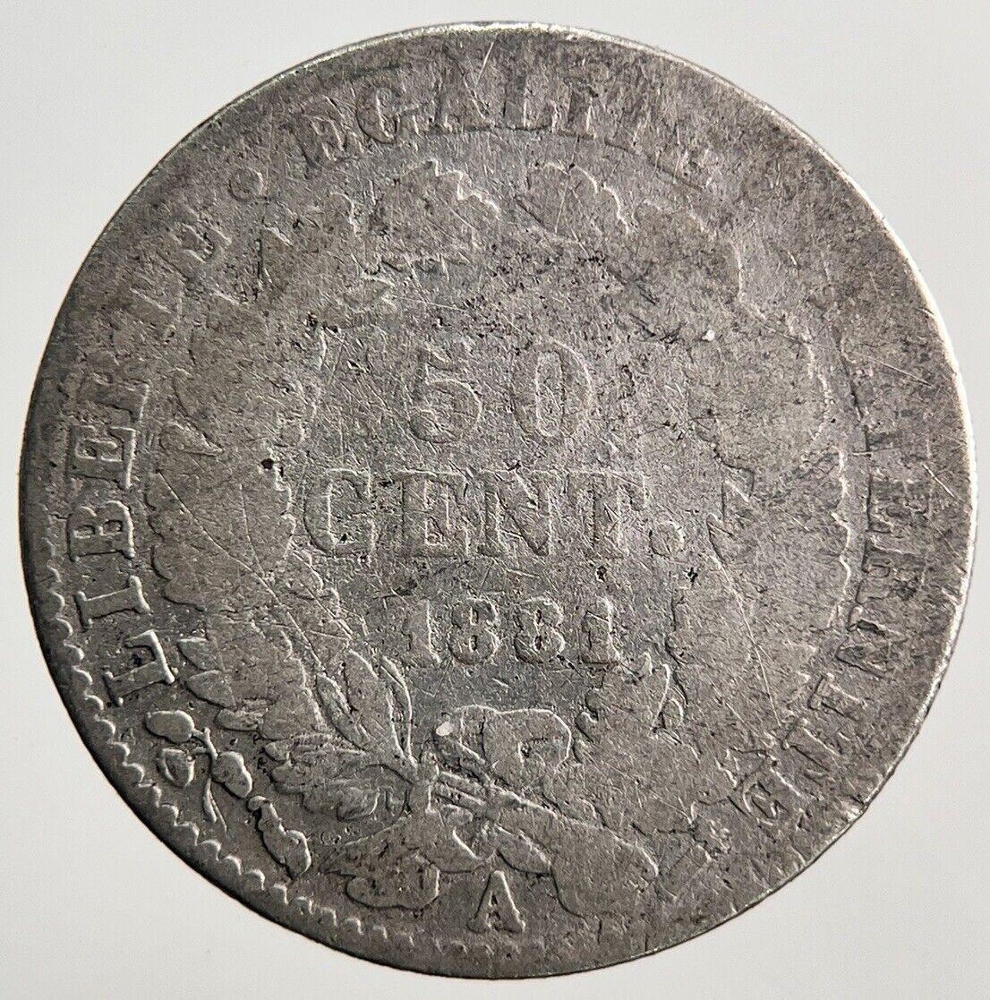 1881-A France 50 Cent Silver Coin | Fair Grade | a3642