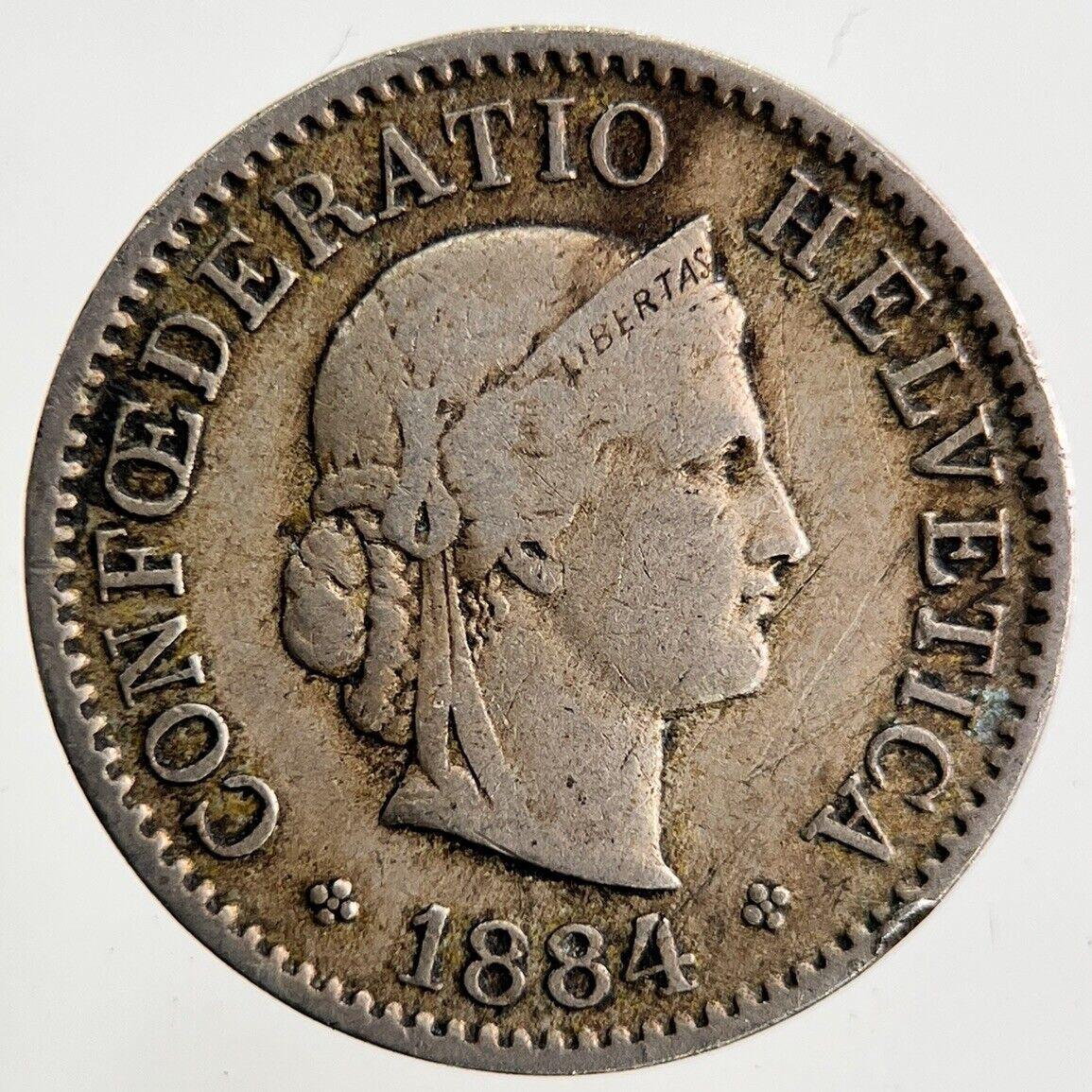 1884 Switzerland Swiss 5 Rappen Coin | Fine Collectable Grade
