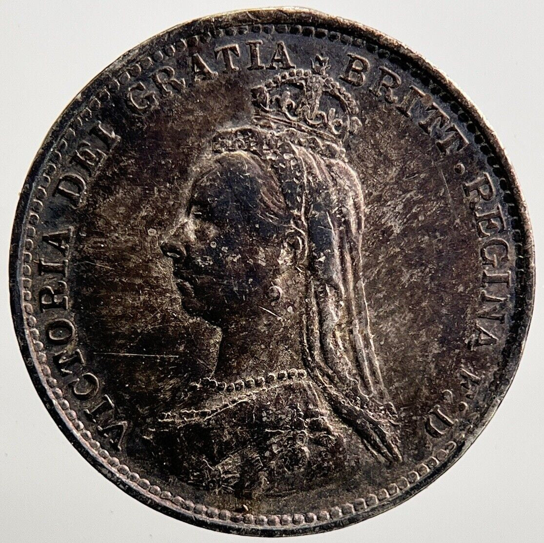 1887 Jubilee Head Victoria Threepence Silver Coin | Very Fine Grade | a755