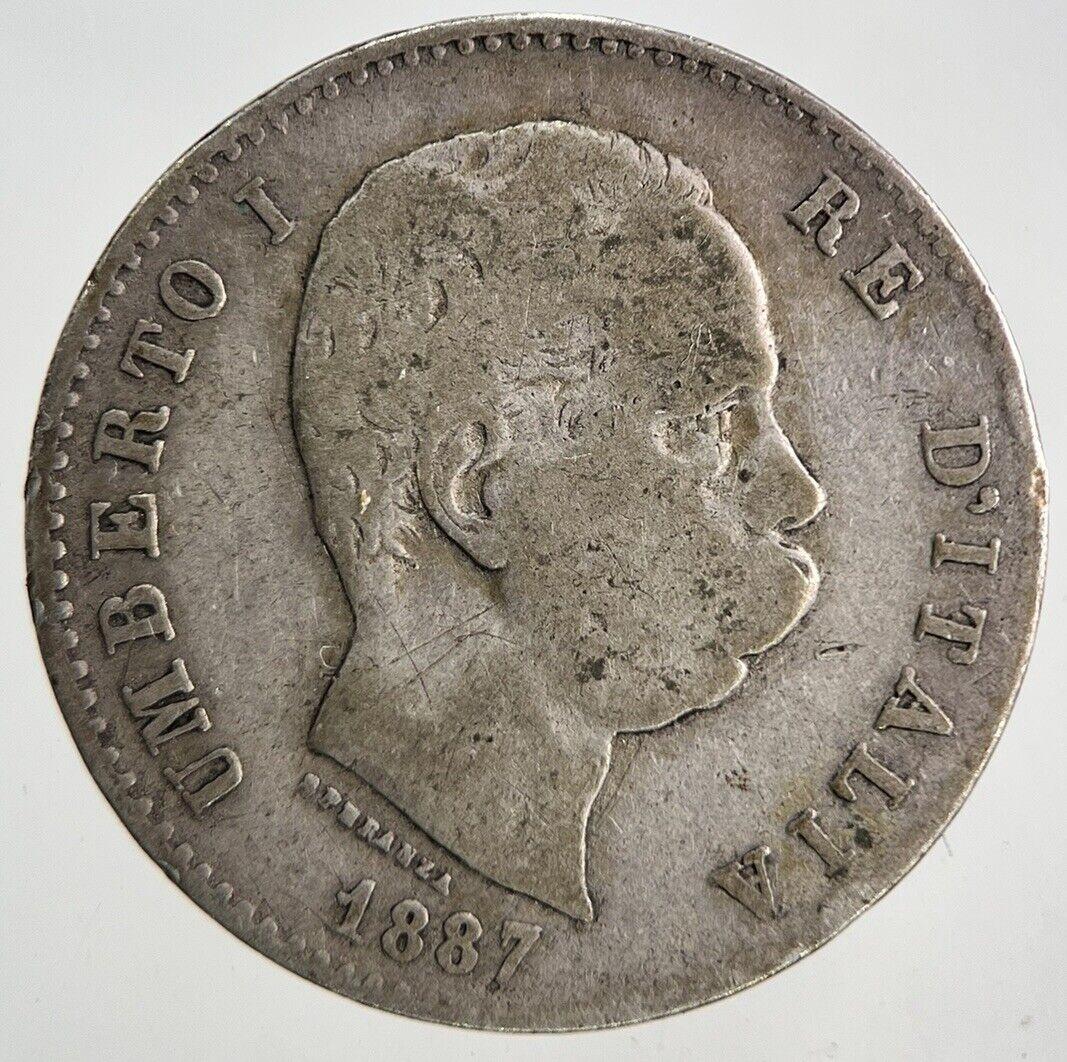 1887 Italy 1 Lira Silver Coin | Collectable Grade