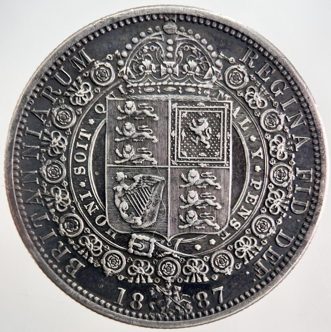 1887 Victoria Half-Crown Silver Coin | Very High Grade | a423