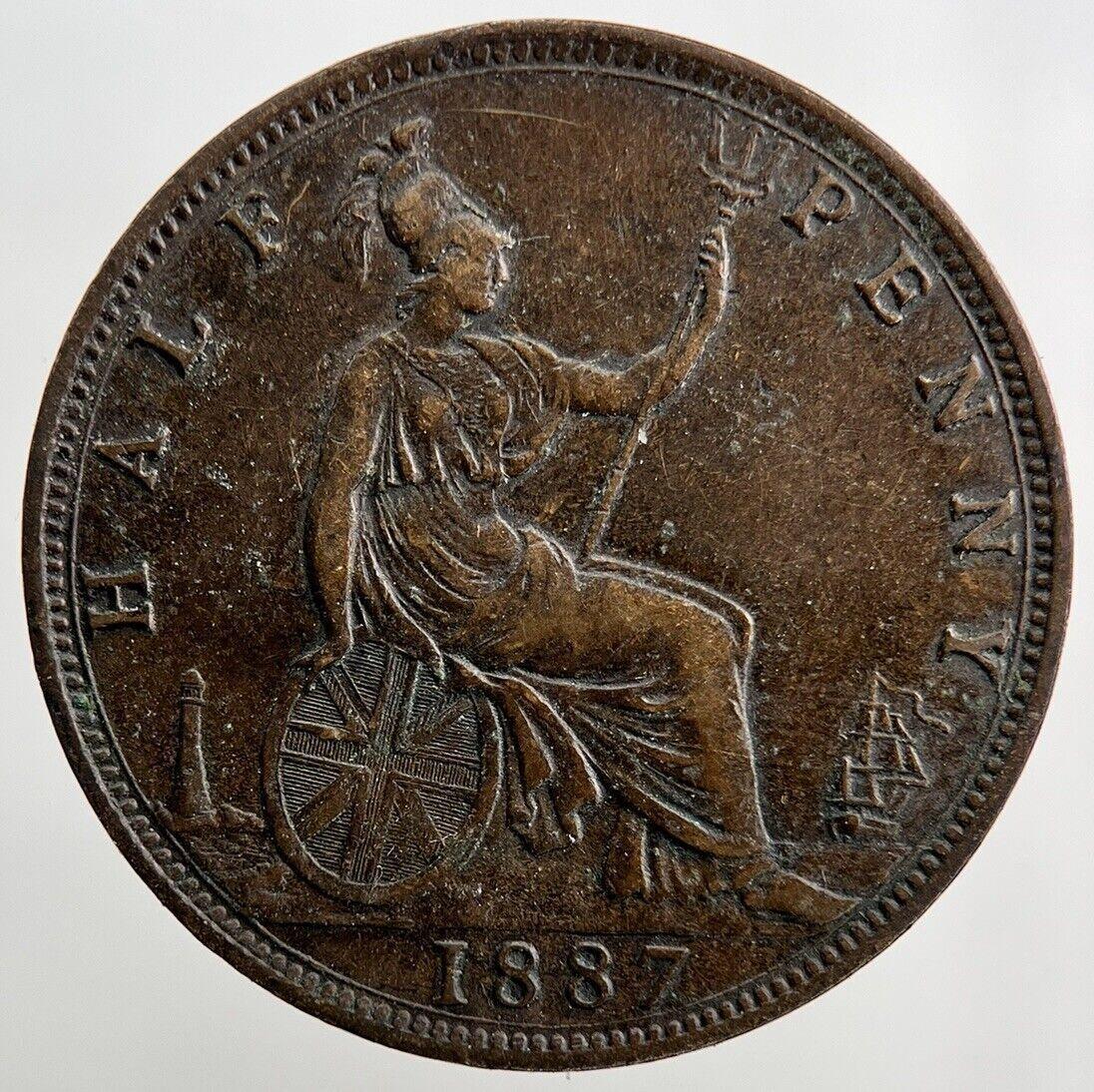 1887 Victoria Half-Penny | British Copper Coin | Very High Grade | a1558