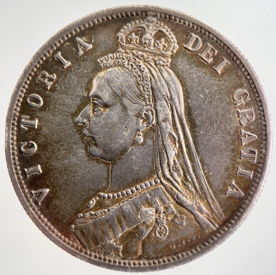 1887 Victoria Half-Crown Silver Coin | Very Fine Grade | a8594