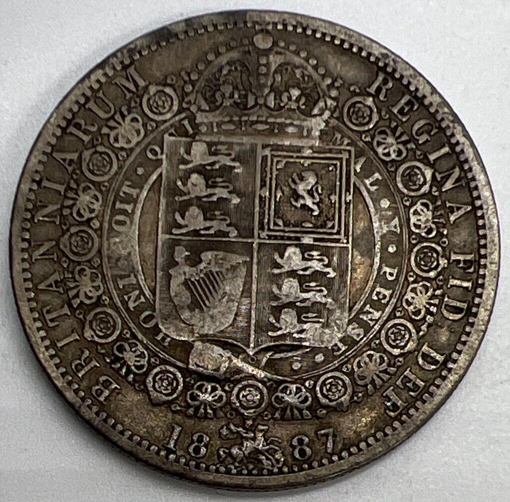 1887 Victoria Half-Crown | British Silver Coin | Fine Collectable Grade | a1170