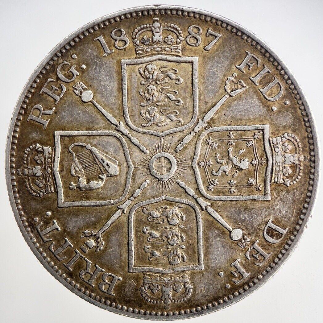 1887 Victoria Double-Florin Silver Coin | Very Fine Grade | a1895