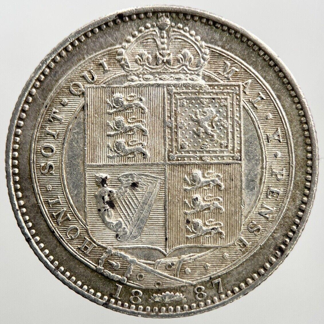 1887 Victoria Shilling | British Silver Coin | Very High Grade | a332