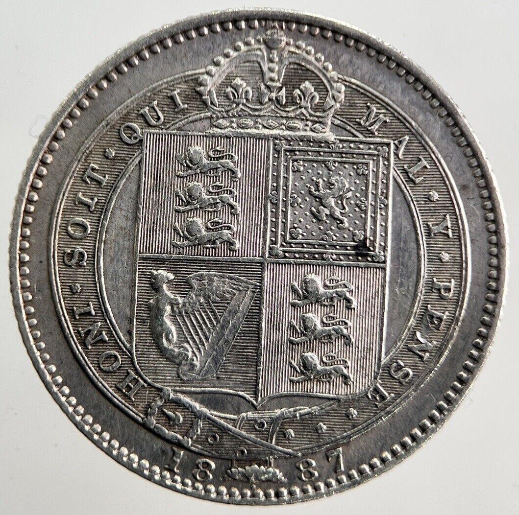 1887 Victoria Shilling Silver Coin | Very High Grade | a3468