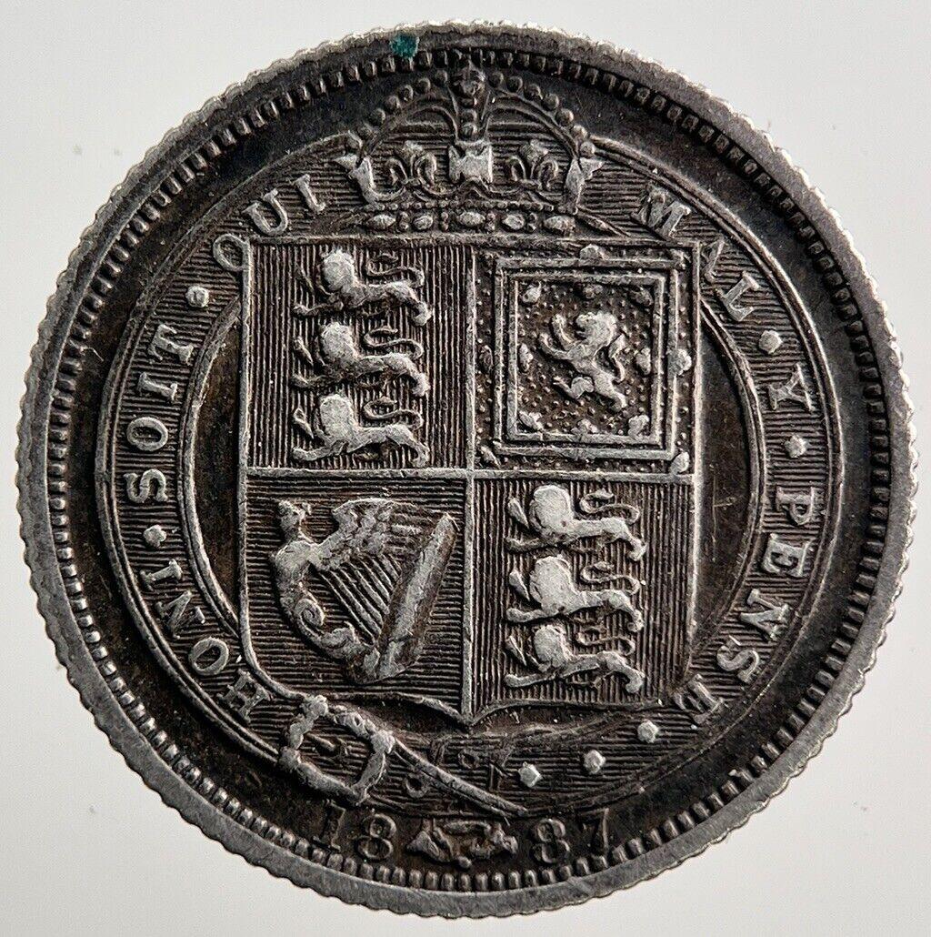 1887 Victoria Sixpence Silver Coin | Very High Grade | a504