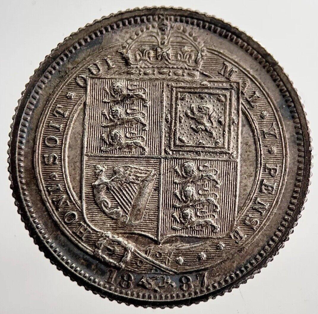 1887 Victoria Sixpence Silver Coin | Very High Grade | a8599