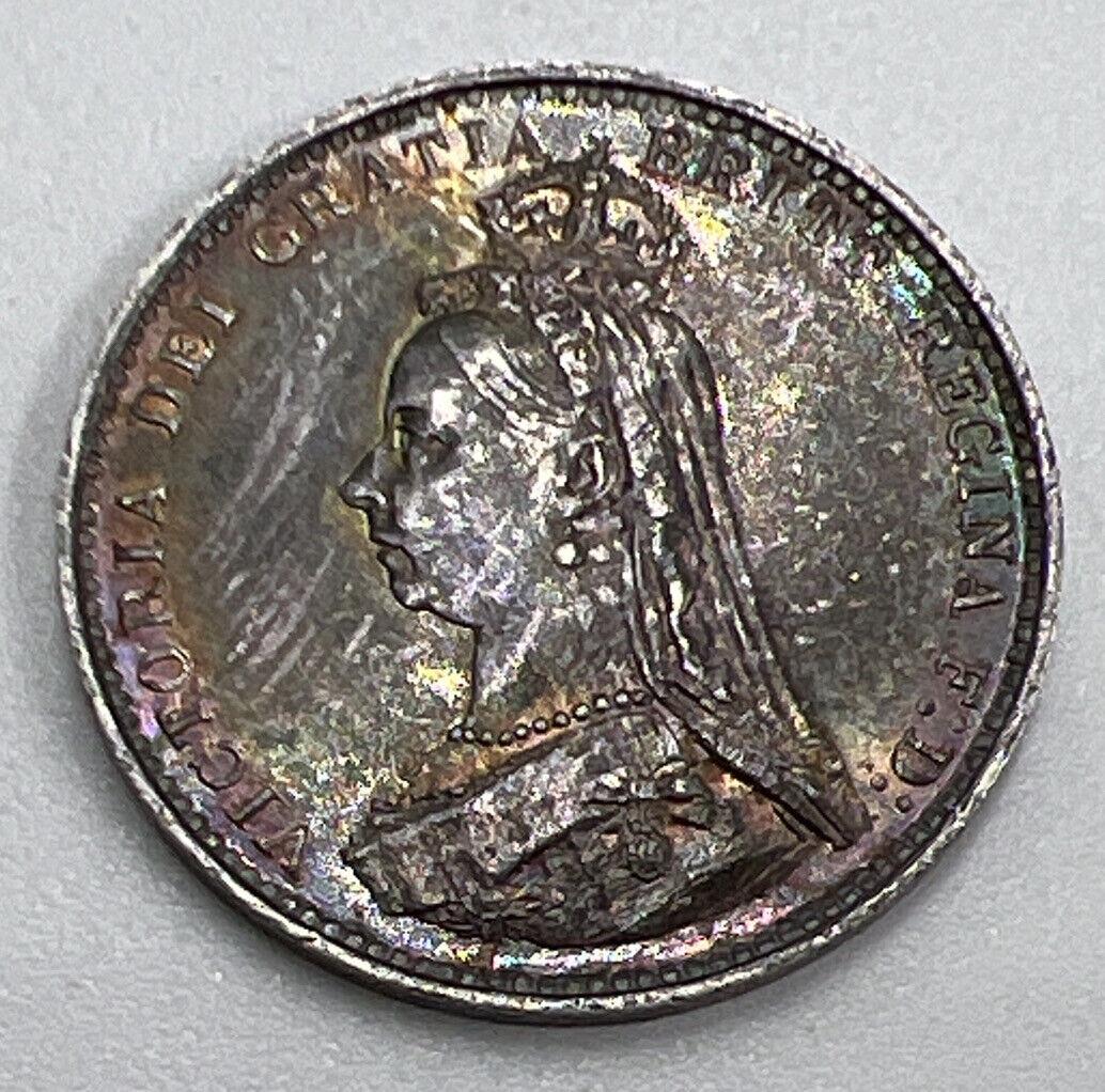 1887 Victoria Threepence | British Silver Coin | Very Fine Grade | a1282