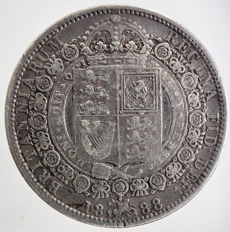 1888 Victoria Half-Crown Silver Coin | Fine Collectable Grade | a6911