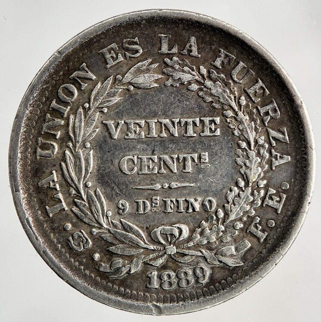 1889 Bolivia Veinte 20 Centavos Silver Coin | Very High Grade